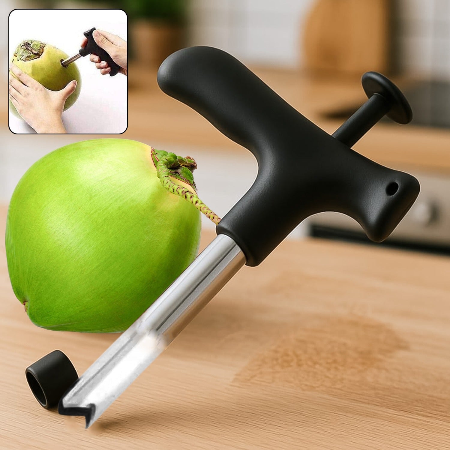 Premium Quality Stainless Steel Coconut Opener Tool / Driller with Comfortable Grip Premium Quality Stainless Steel Coconut Opener Tool / Driller with Comfortable Grip